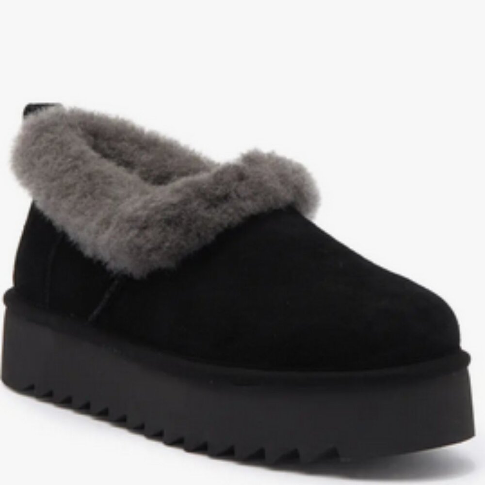 Ugg Nita Black Suede Platform Slipper Sz: 5